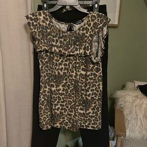 Chico's Leopard Print Women's Top paired with a pair of black dress pants
